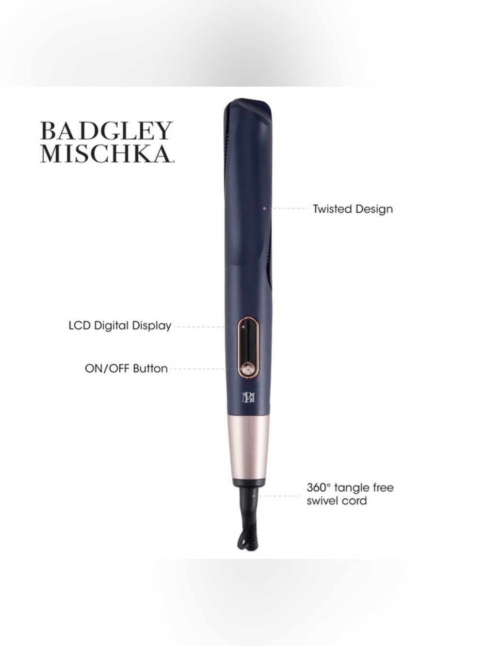 Badgley Mischka Twisted 2-In-1 Flat/Curling Styling Iron
